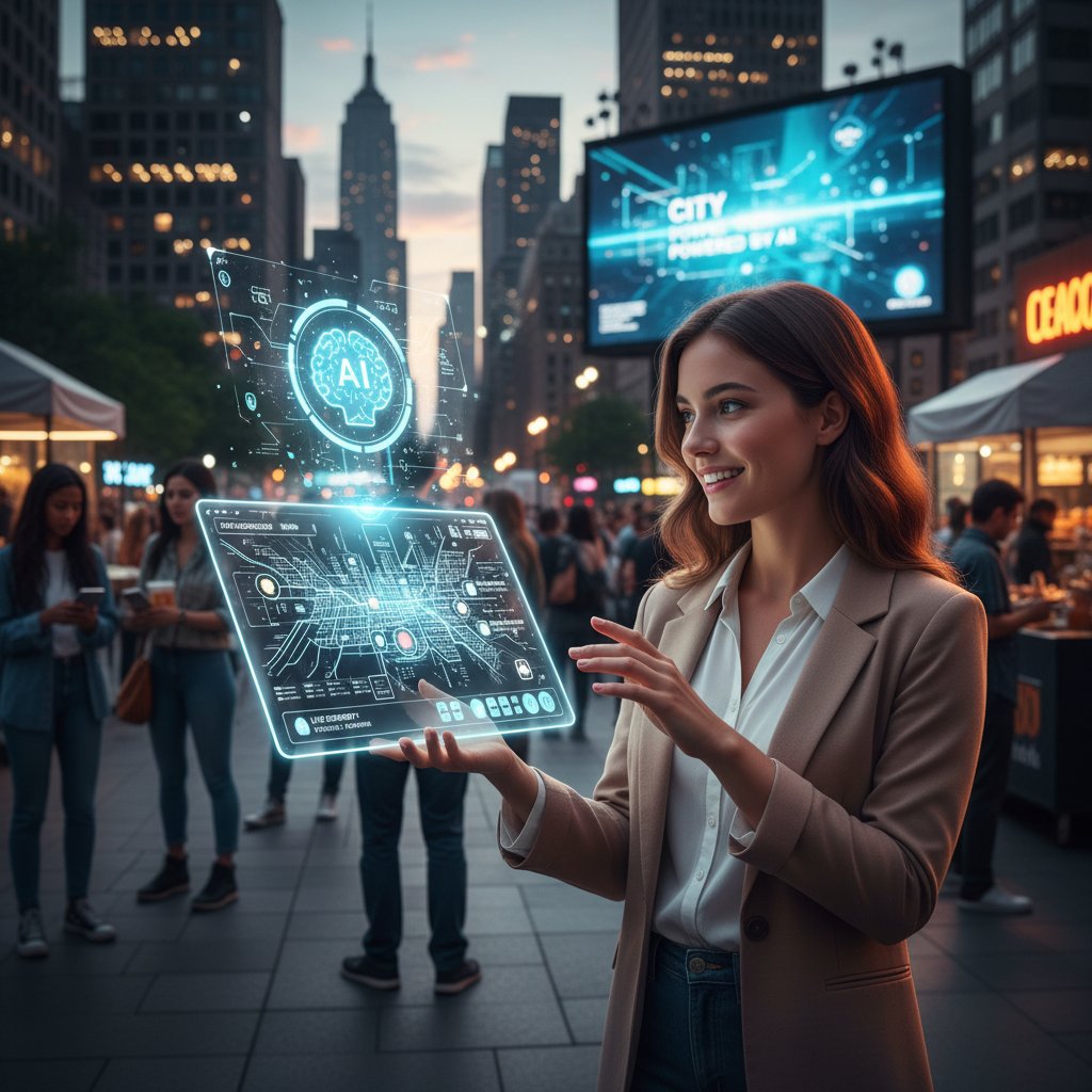 Osoba korzystająca z aplikacji AI do wyszukiwania wydarzeń kulturalnych w mieście