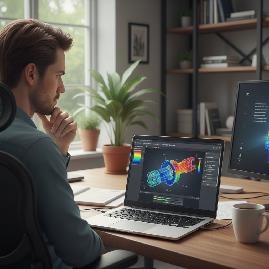 Osoba korzystająca z AI do analizy stresu na laptopie