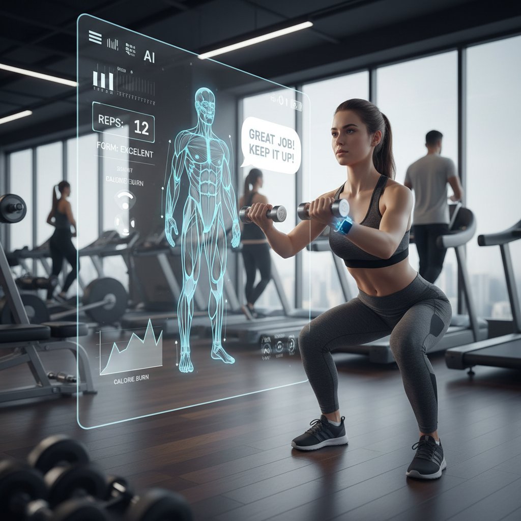 Użytkownik korzysta z aplikacji AI do planowania treningu w siłowni