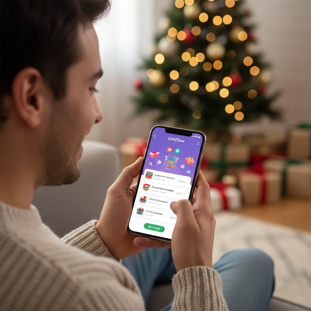 Osoba korzystająca z aplikacji prezentowej na smartfonie, skupiona i zadowolona