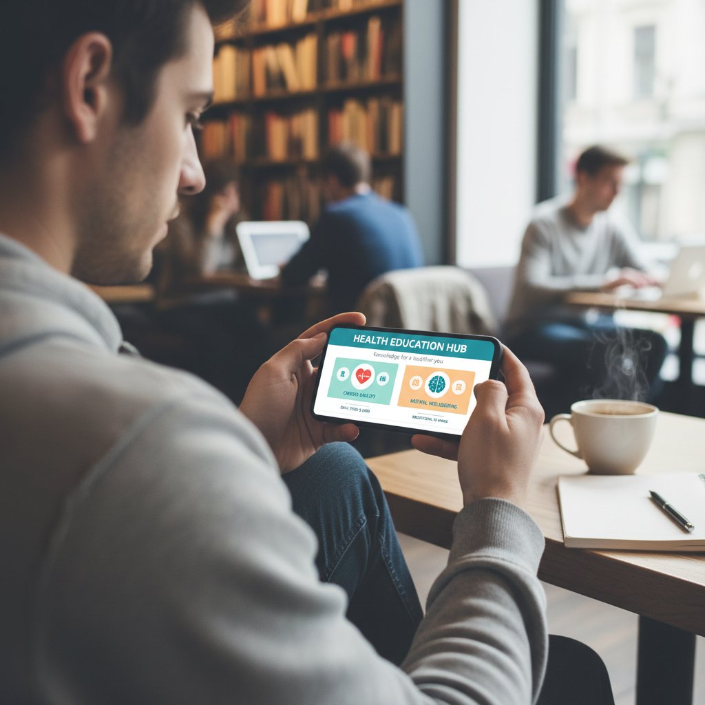 Osoba korzystająca ze smartfona w celu uzyskania informacji zdrowotnych online