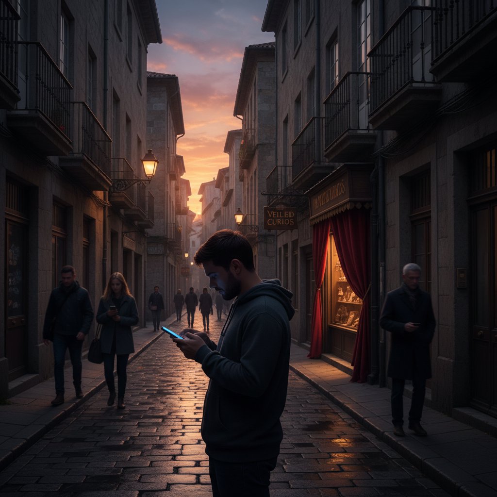 Osoba korzystająca z aplikacji do znalezienia sklepu z prezentami