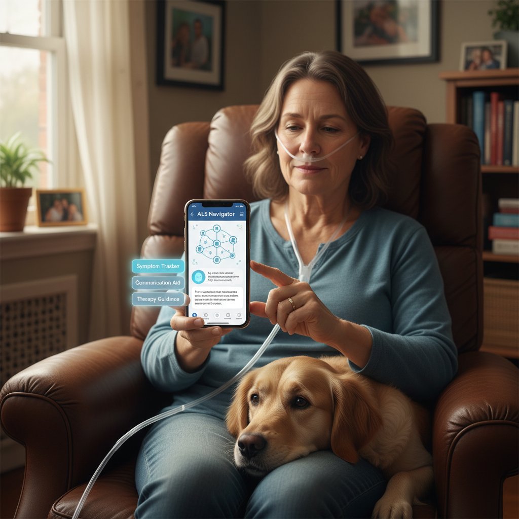 Osoba korzystająca z telefonu z aplikacją medyczną AI, wsparcie technologiczne w SLA