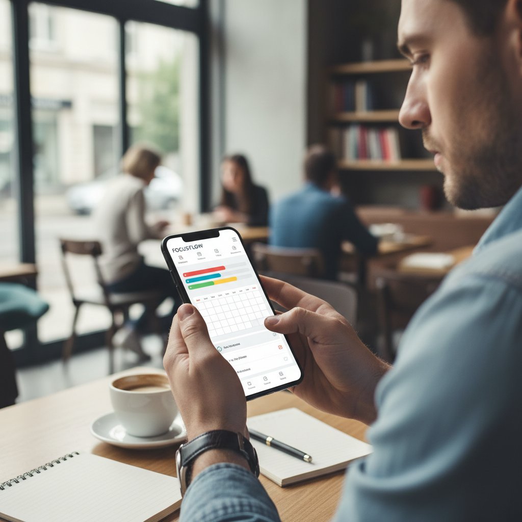 Osoba korzystająca z aplikacji produktywności na smartfonie