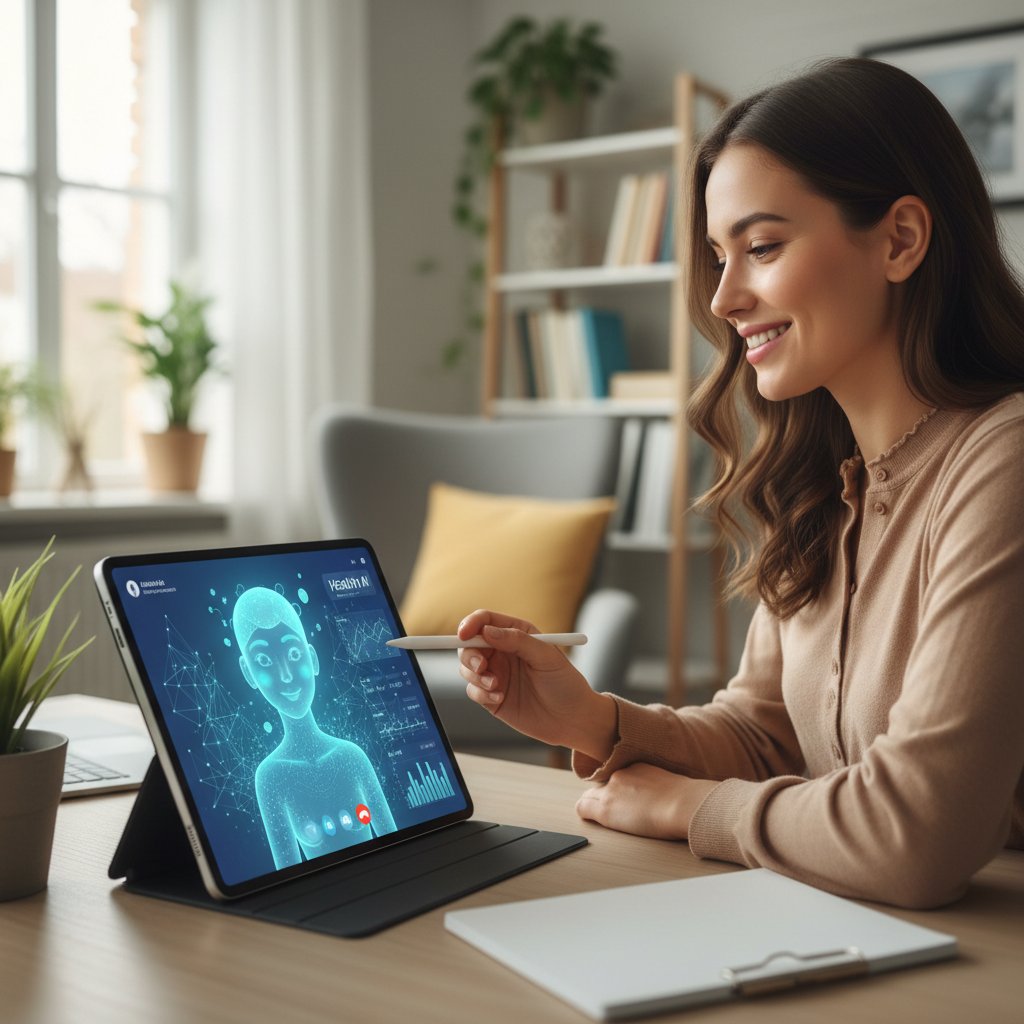 Zdjęcie osoby rozmawiającej przez wideochat z doradcą zdrowotnym