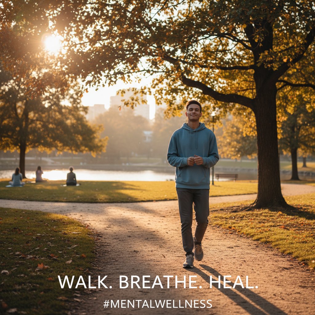 Zdjęcie osoby na spacerze w parku — symbol wsparcia niefarmakologicznego w leczeniu lęku