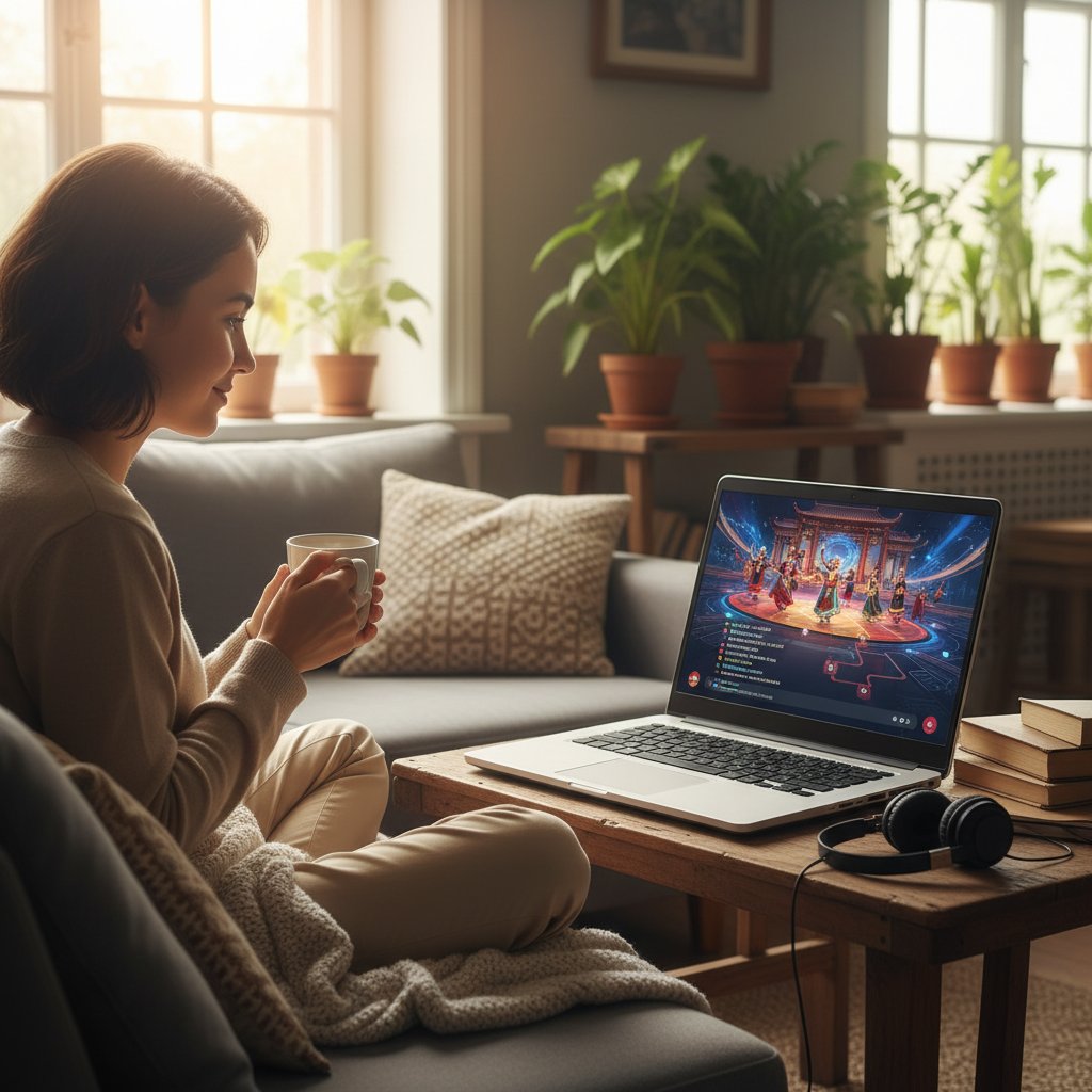 Osoba uczestnicząca w bezpłatnym wydarzeniu kulturalnym online