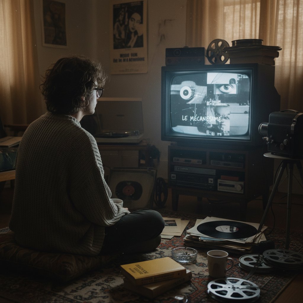 Person watching classic experimental film, starter pack movies