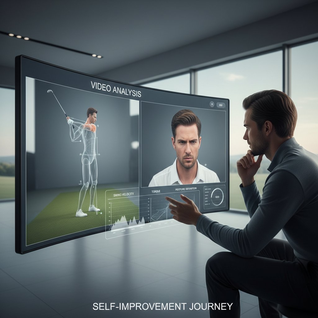 Osoba oglądająca siebie na nagraniu, analiza mowy ciała, samodoskonalenie