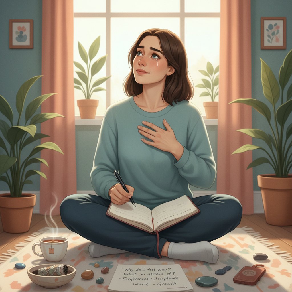 Osoba trzymająca notatnik z pytaniami, autoanaliza, początek drogi do uzdrowienia