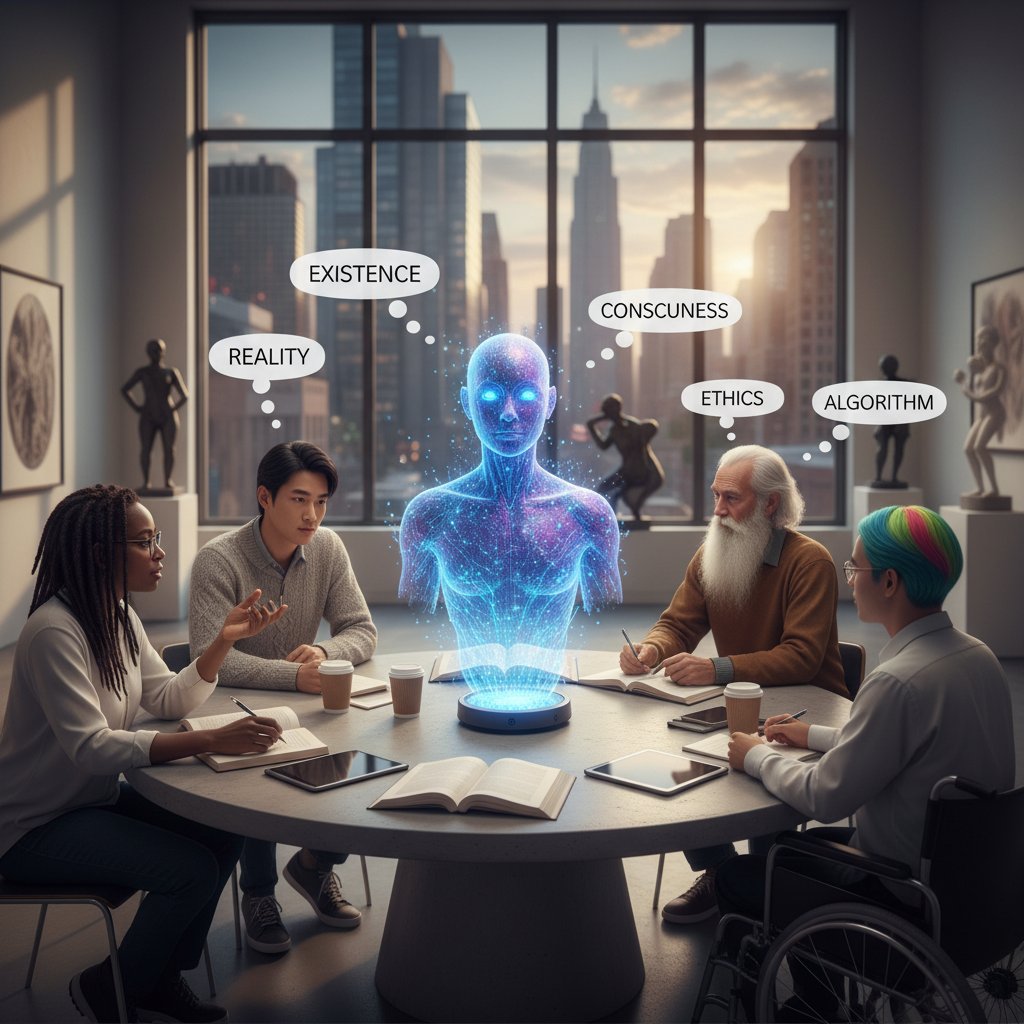 Dyskusja filozoficzna online między osobami różnych kultur i AI