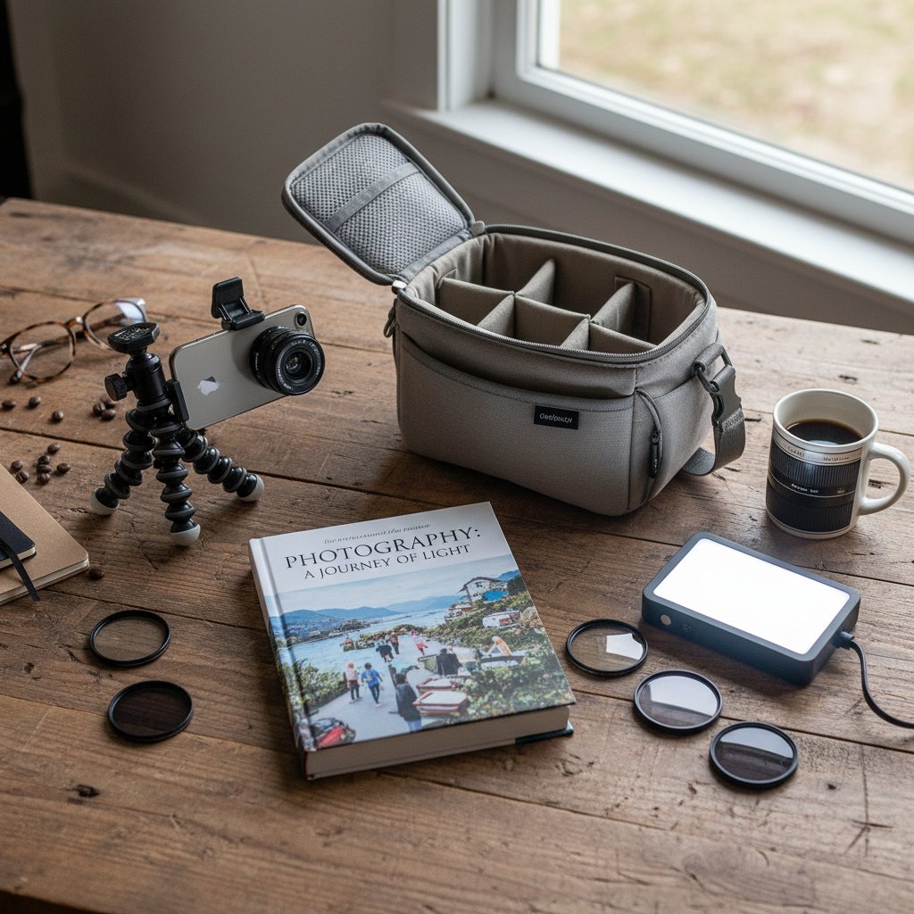 Różne prezenty fotograficzne pogrupowane według ceny na stole