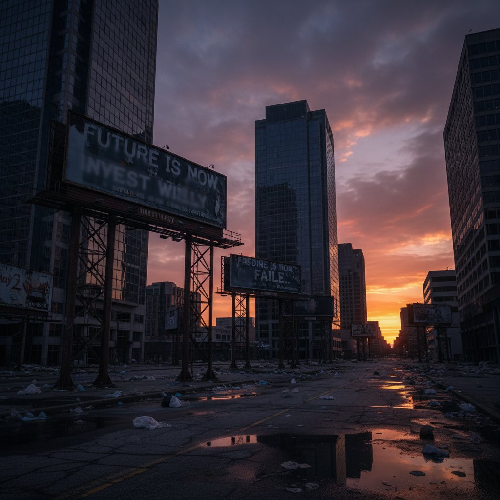 Opuszczone biuro jako metafora nietrafionych prognoz rynkowych