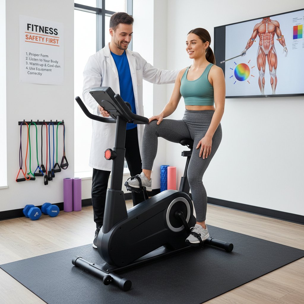 Konsultacja fizjoterapeutyczna przed rozpoczęciem treningu na rowerze stacjonarnym