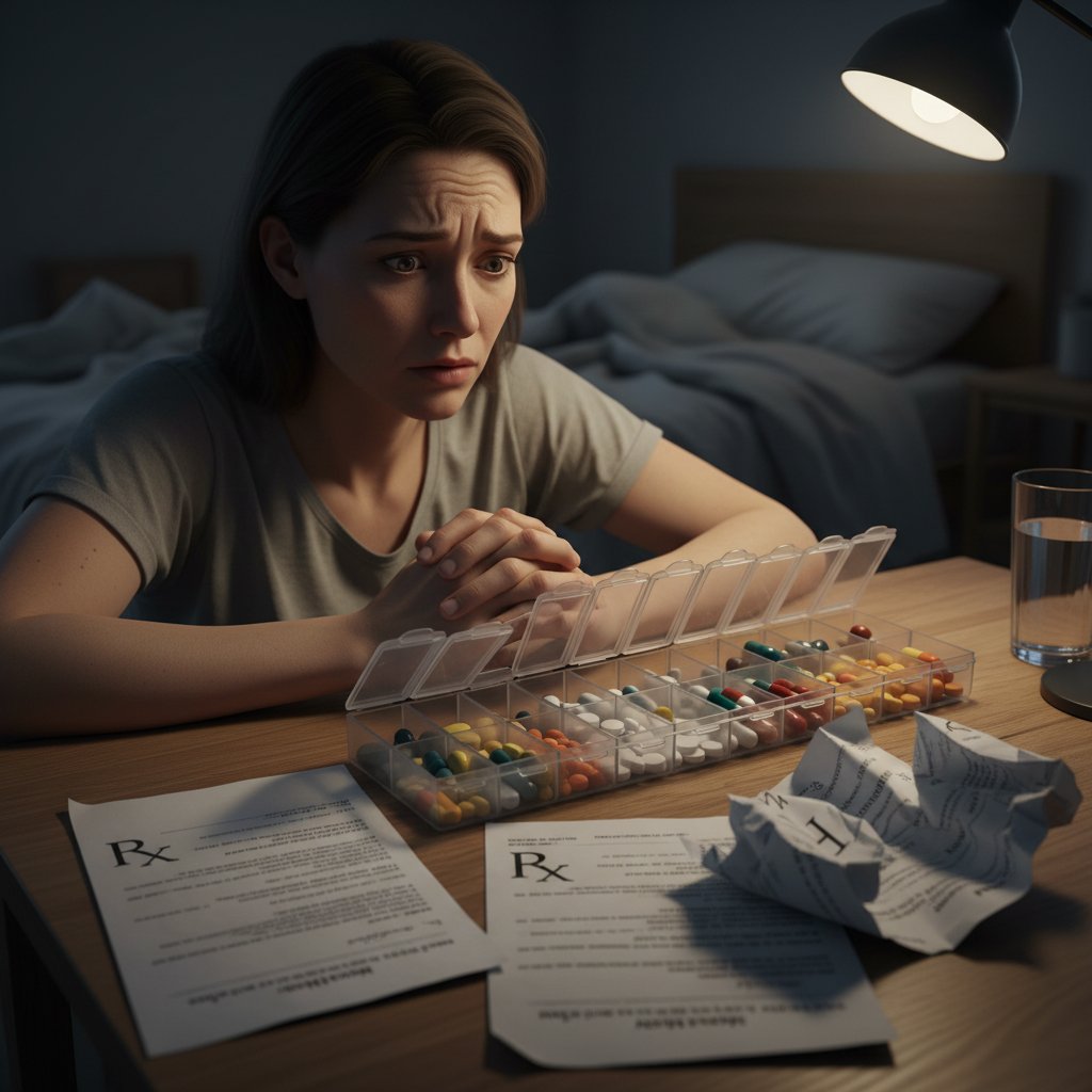 Leki, recepty i zatroskany pacjent po zapaleniu trzustki