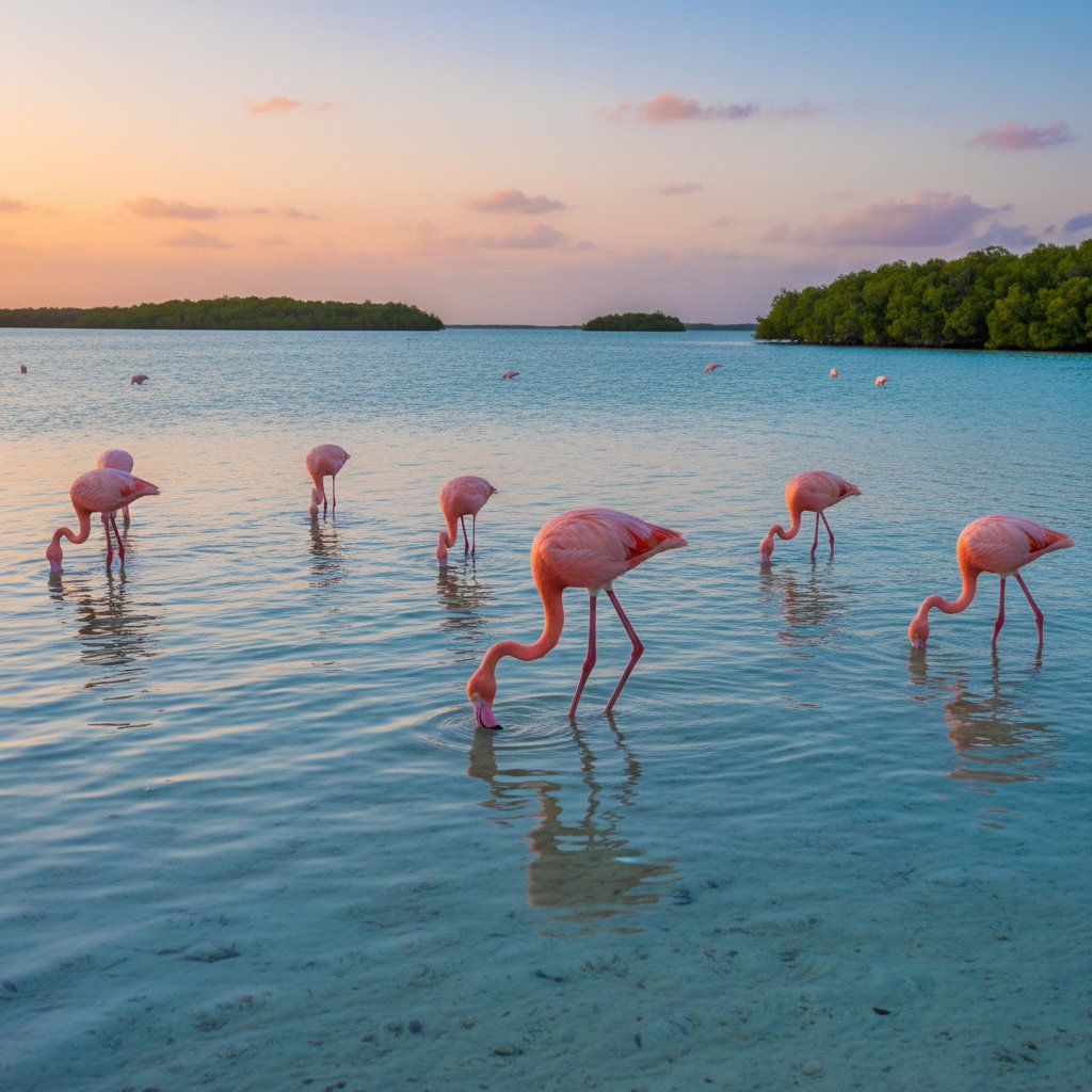 Flaming różowy dzięki astaksantynie – egzotyczny ptak w lagunie