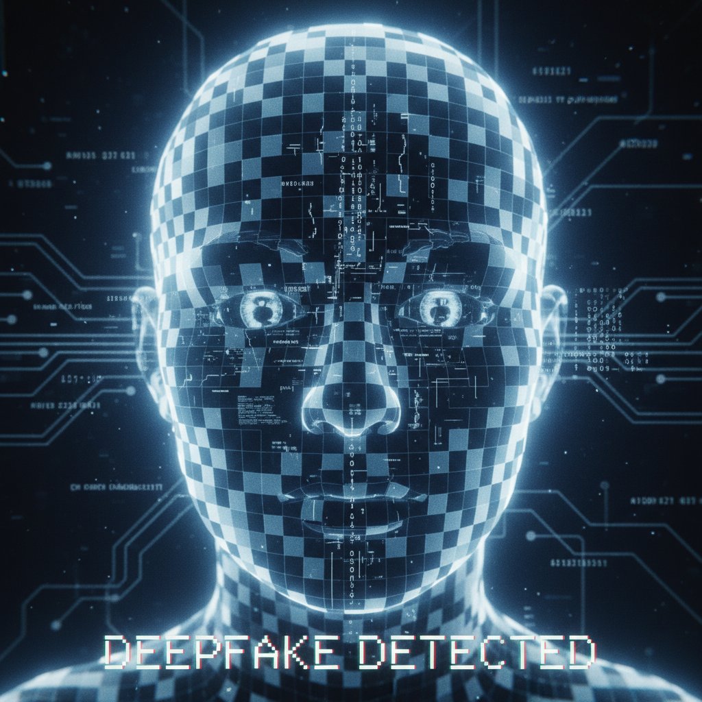 Zniekształcona twarz na ekranie symbolizująca AI i deepfake w zdradzie, cyberzdrada, sexting