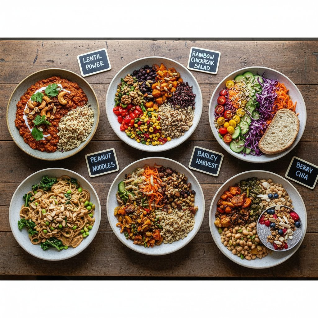 Makroskładniki w kuchni roślinnej: kolorowe dania z roślin strączkowych, orzechów i zbóż