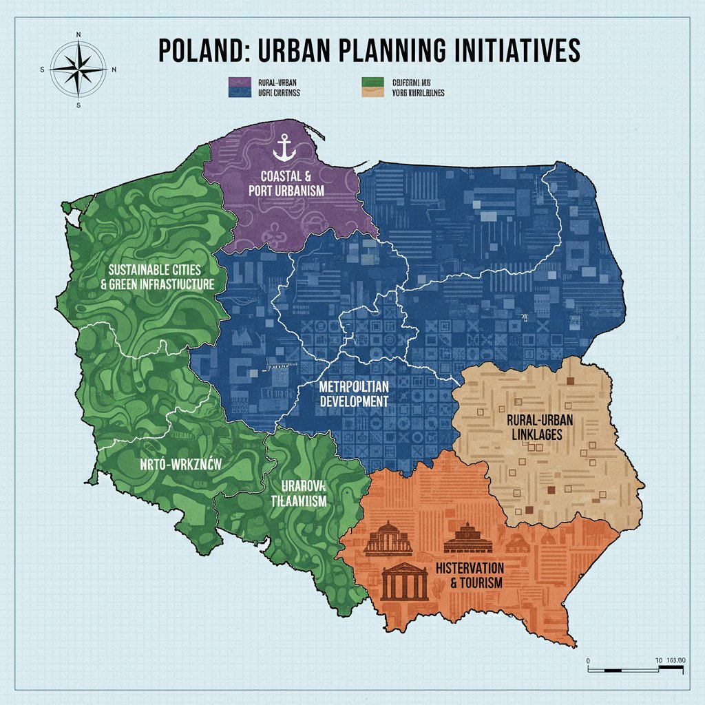 Mapa Polski z podziałem na województwa, wyróżnione regiony z największą i najmniejszą liczbą wdrożeń