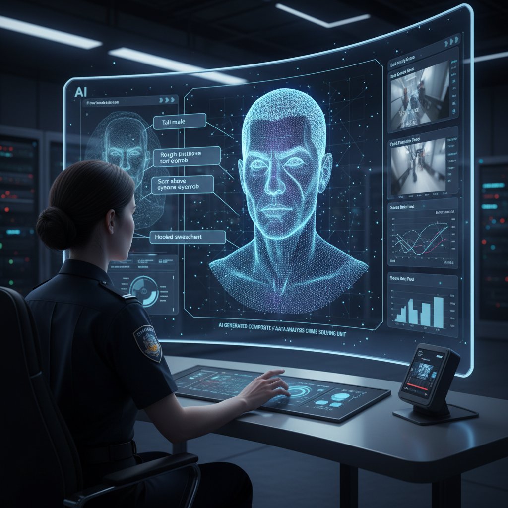 Ewolucja profilowania od analogowego do cyfrowego – ilustracja łącząca rysownika policyjnego i analizę danych AI