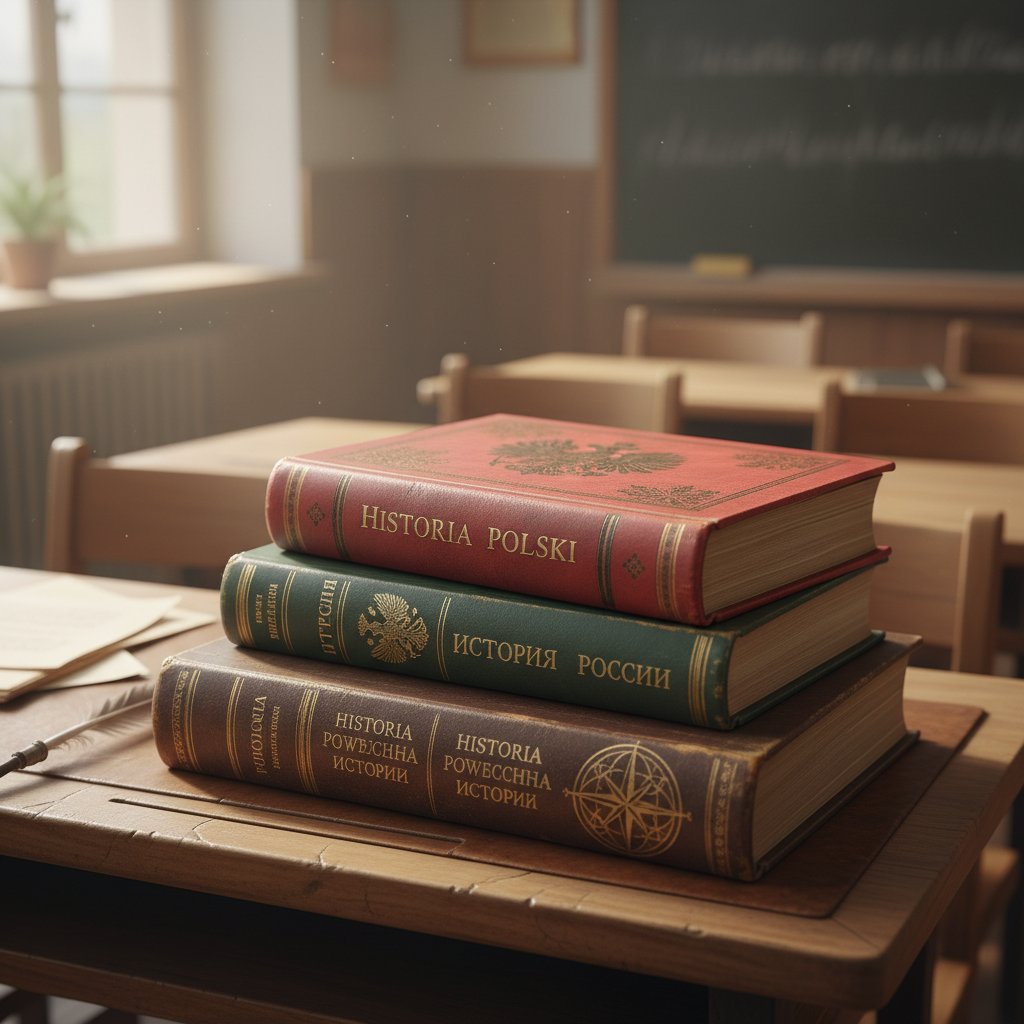 Stare i nowe podręczniki do rosyjskiego obok siebie, symbolizujące zmiany w edukacji