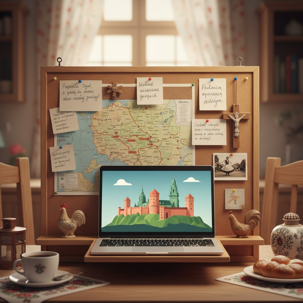 Ewolucja ogłoszeń korepetycji – od słupów do Internetu. Zdjęcie tablicy ogłoszeń i laptopa obok siebie, symbolizujące zmianę