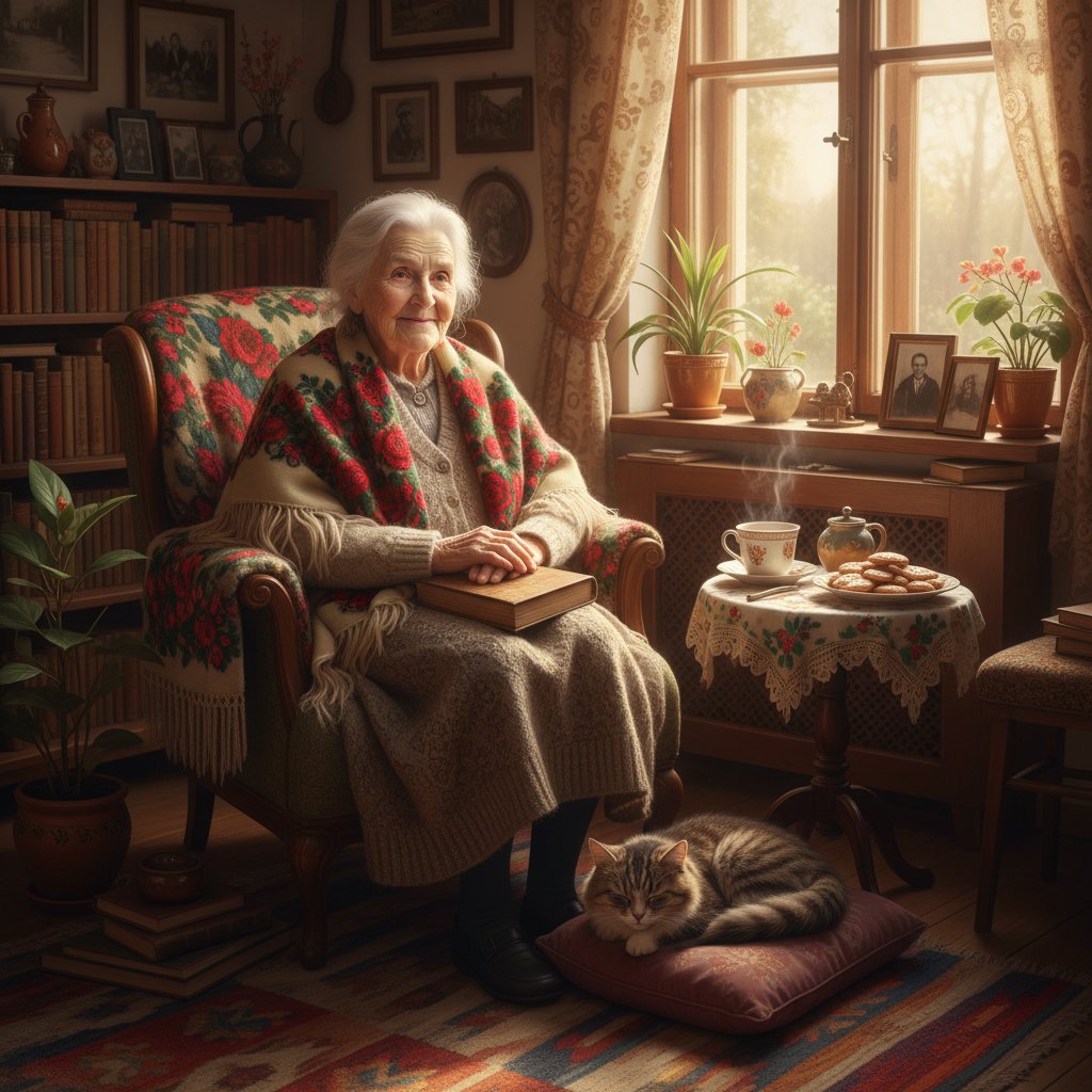 Polska stulatka w przytulnym domu