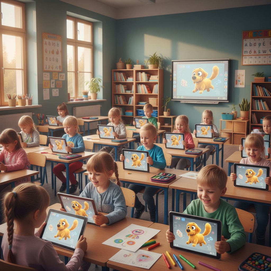 Dzieci uczą się empatii z wirtualnym psem w klasie, edukacja, symulator psa online