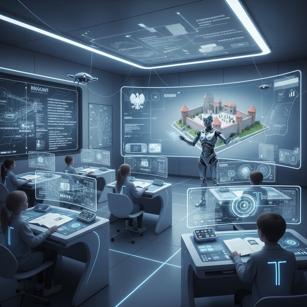 Polska klasa przyszłości z technologią AI i interaktywnymi ekranami
