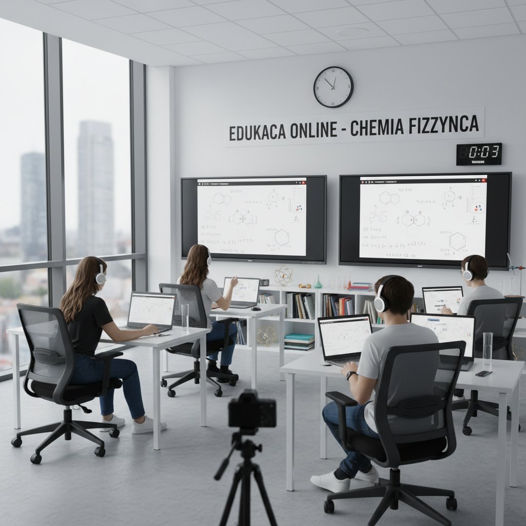 Polska klasa online – uczniowie łączą się przez komputery, nauka chemii fizycznej w nowoczesnej formie
