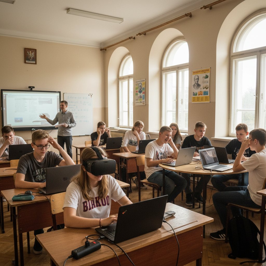 Uczniowie korzystający z nowych technologii w szkole, technologia a przyszłość społeczeństwa