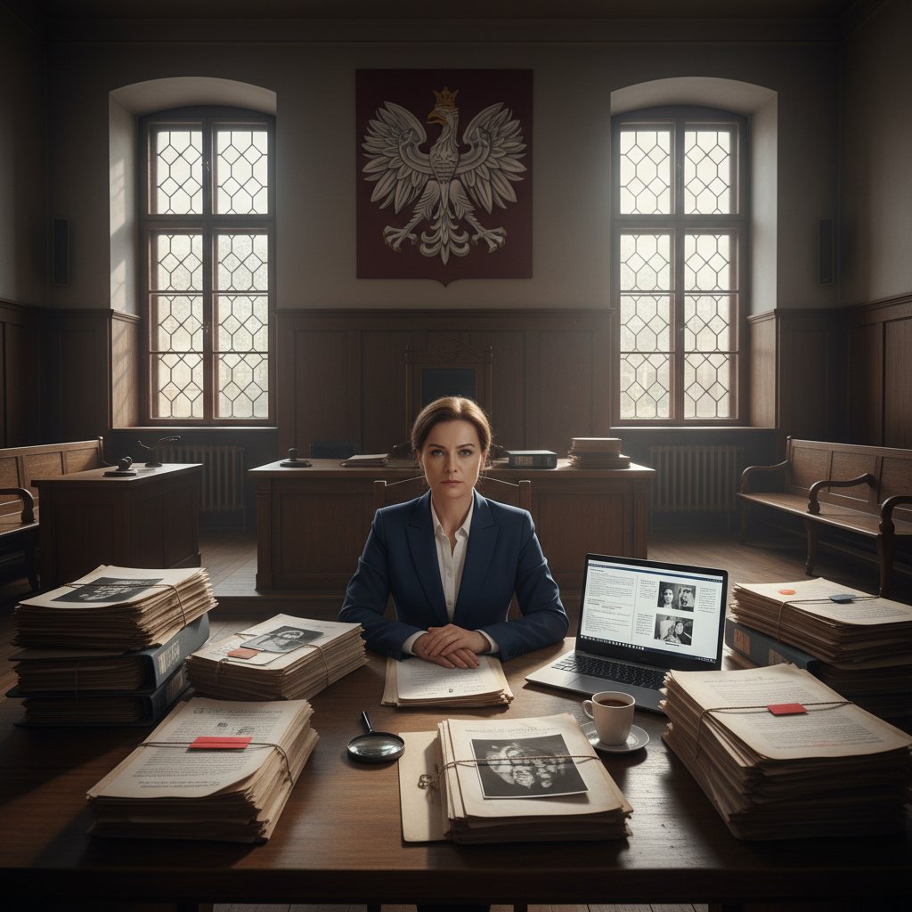 Psycholog kryminalny uczestniczy w analizie akt spraw karnych w polskim sądzie