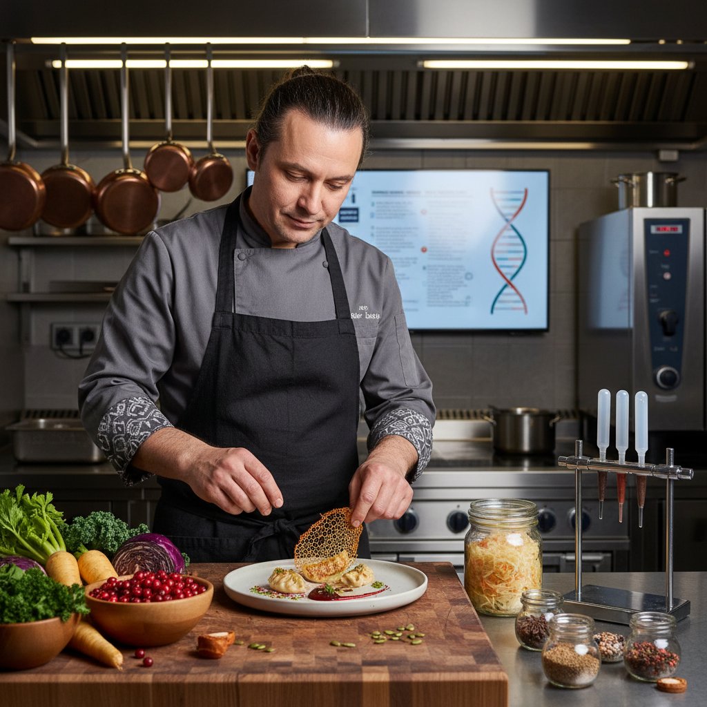 Nowoczesna polska kuchnia fusion, szef kuchni łączy tradycję z innowacją