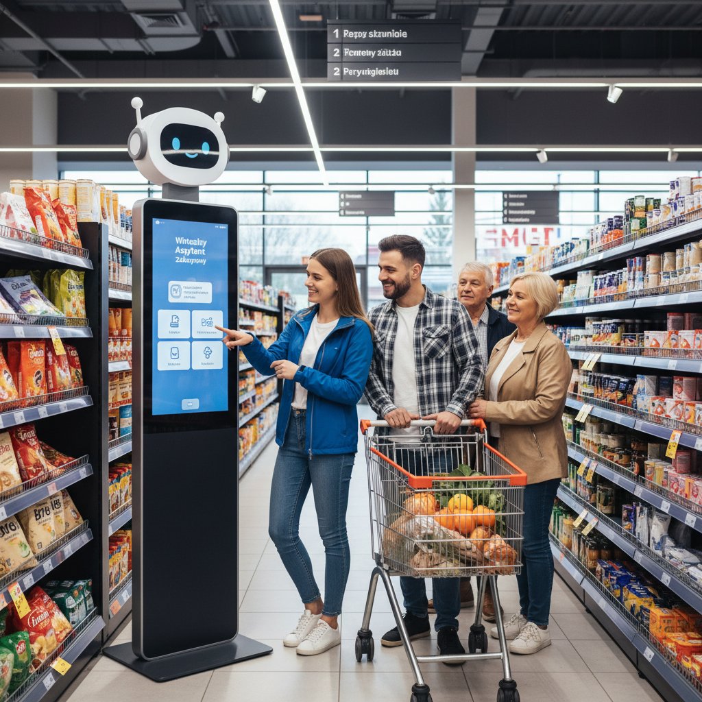 Polscy klienci korzystający z chatbota w sklepie stacjonarnym