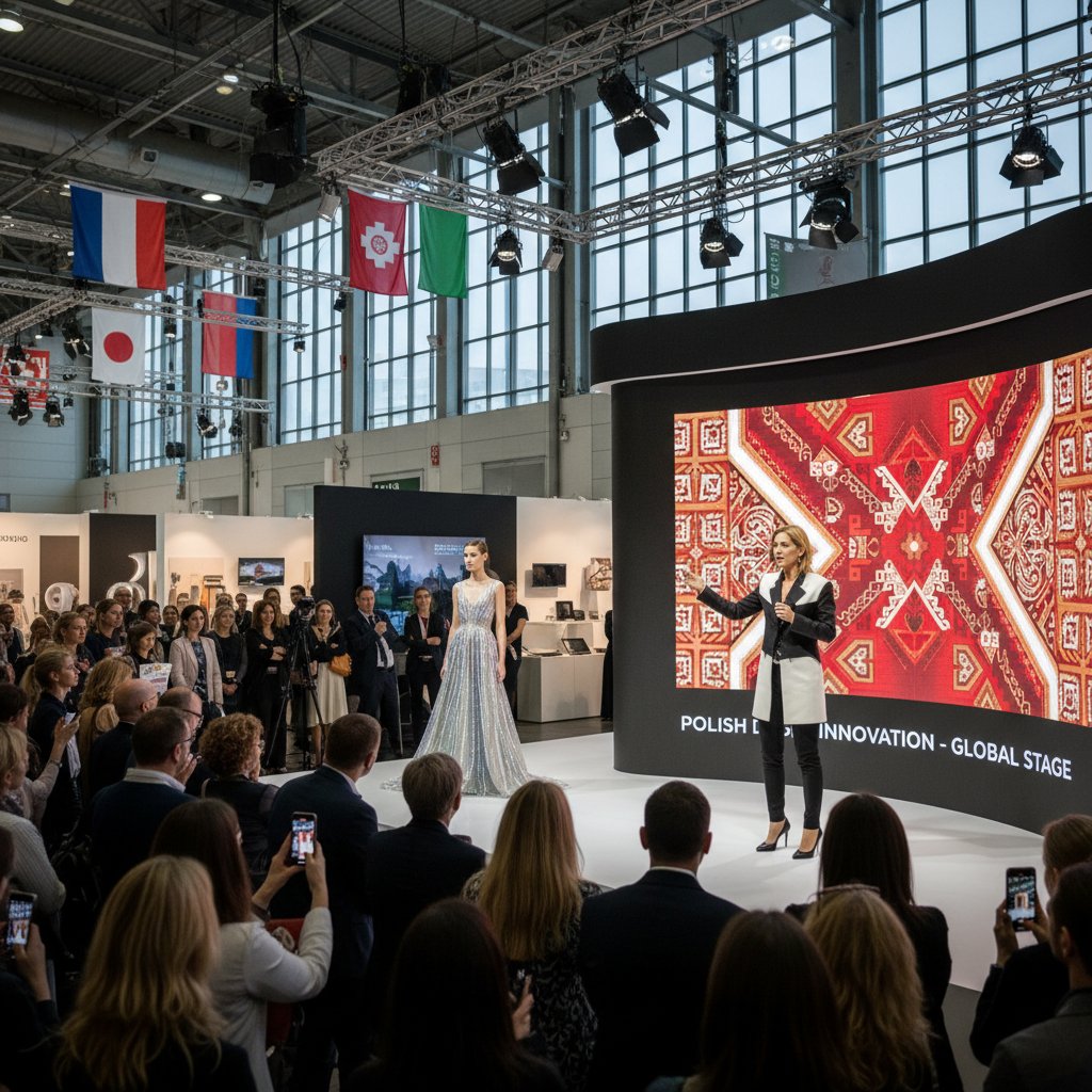 Polski projektant prezentujący swoją pracę na międzynarodowej wystawie