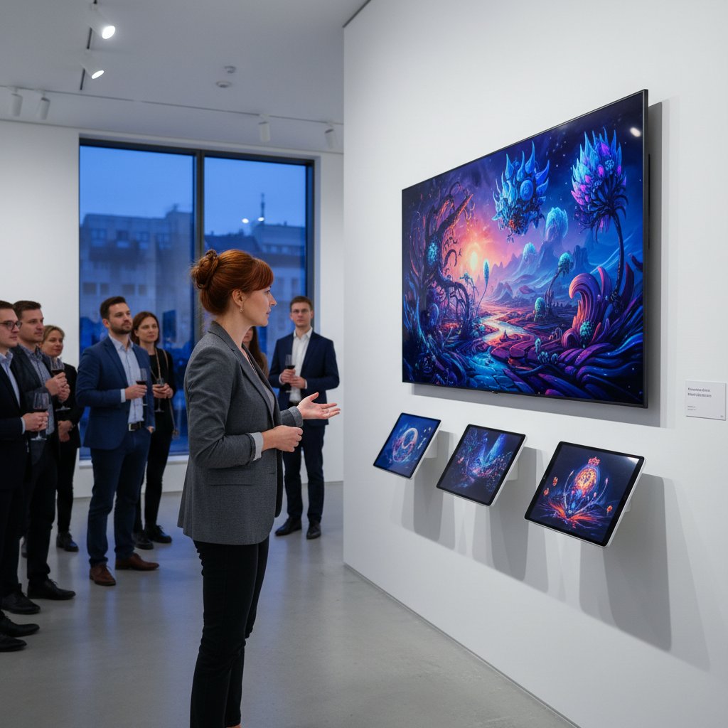 Polski artysta cyfrowy prezentujący swoje prace w galerii, techniki rysunkowe online, digital art Poland