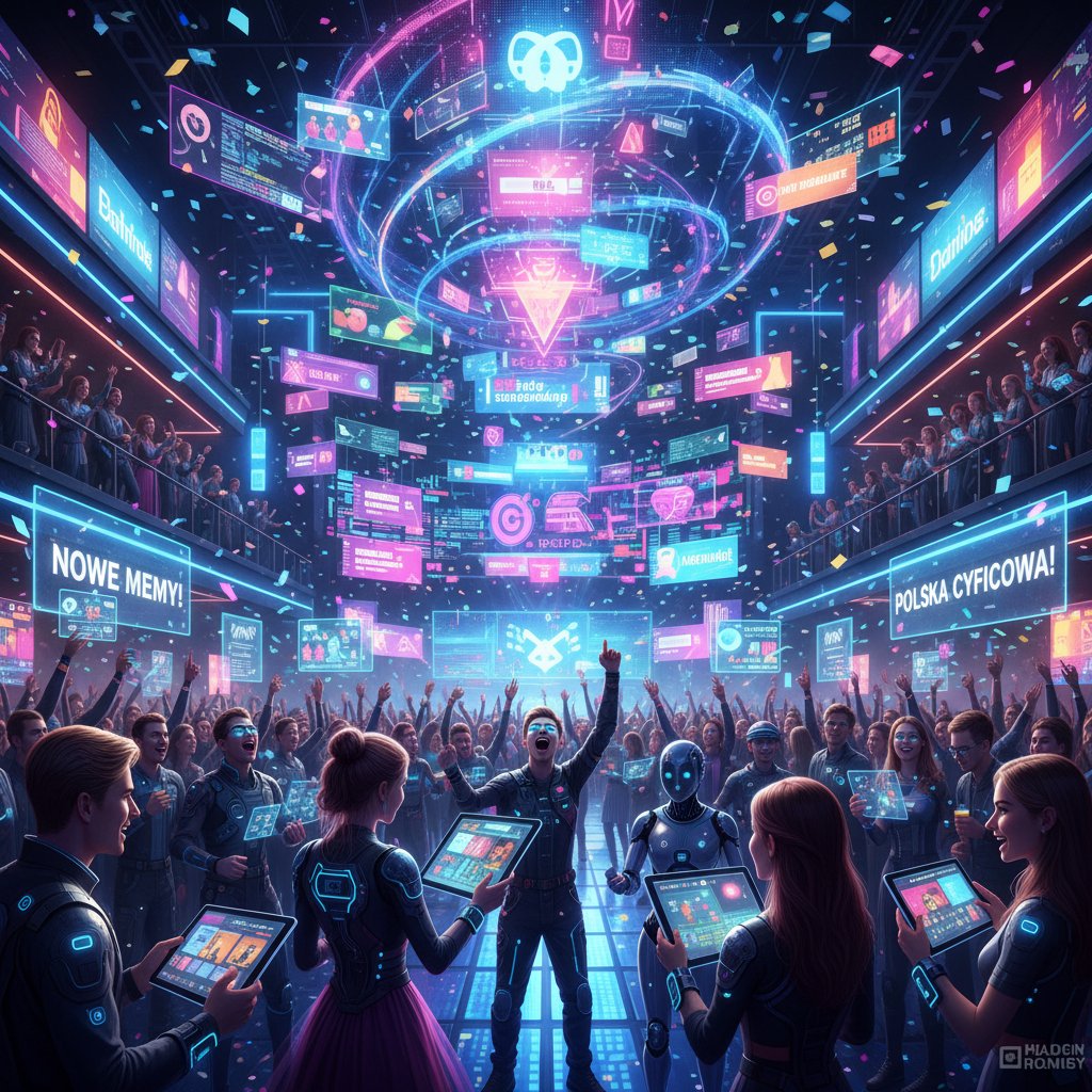 Polska społeczność internetowa świętuje nowe trendy memowe, przyszłościowe urządzenia, imprezowy klimat