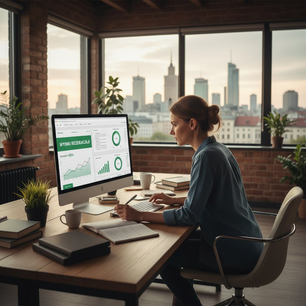 Polski przedsiębiorca analizujący efekty wdrożenia systemu rezerwacji