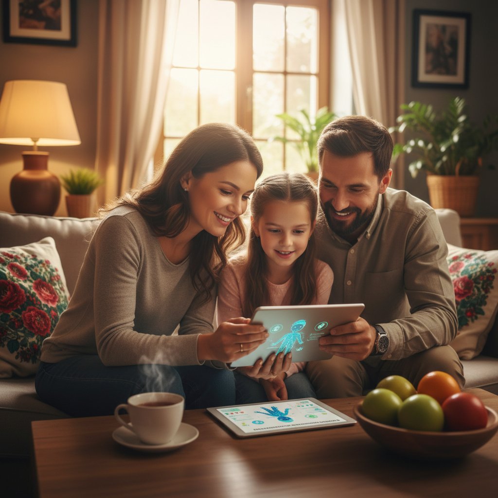 Rodzina korzysta z cyfrowego asystenta zdrowotnego – medyk.ai.