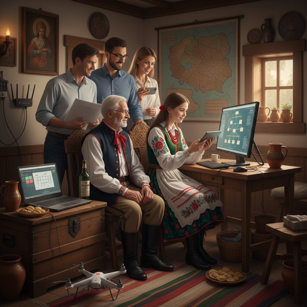 Dwa pokolenia przed komputerem – nowe technologie i tradycja w Polsce