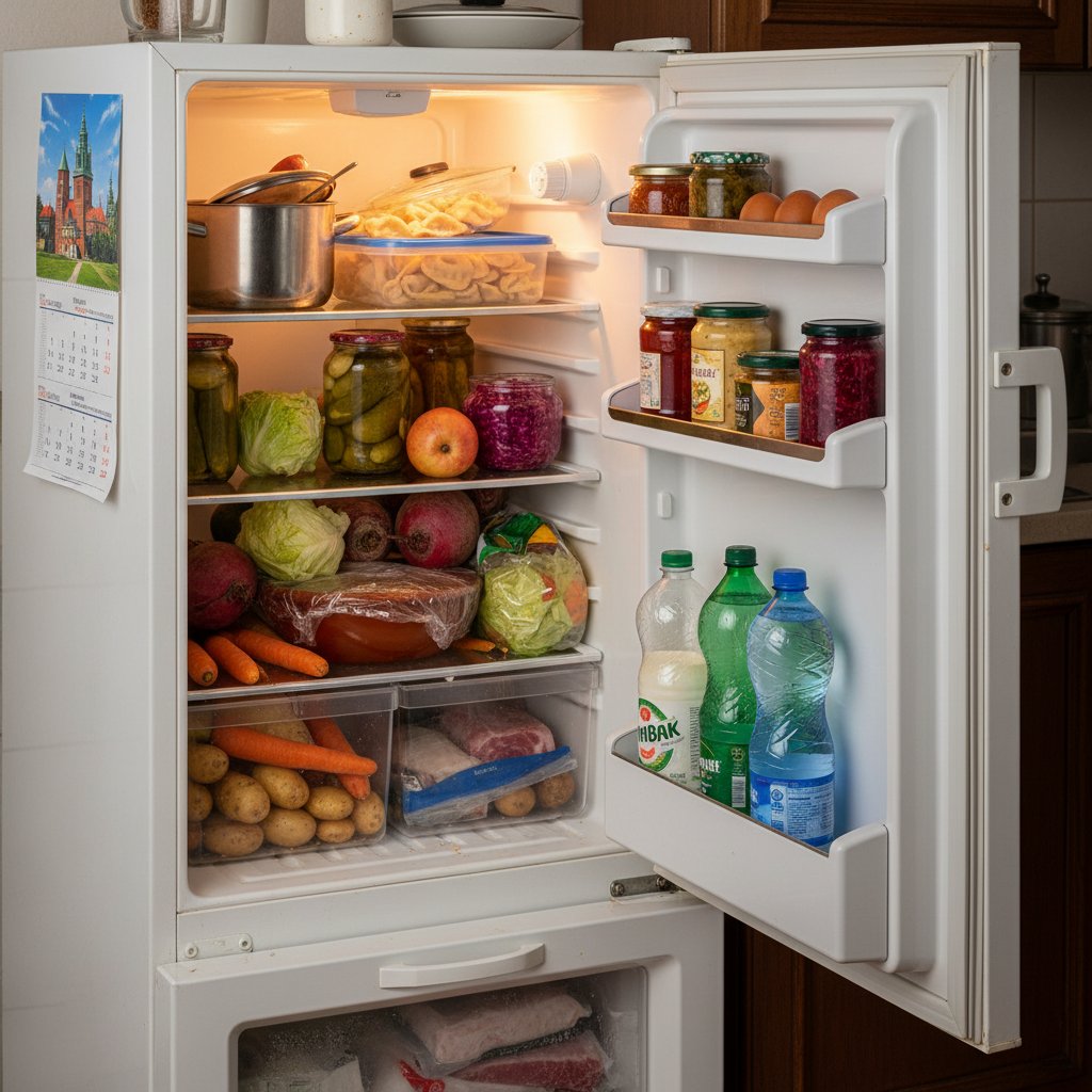 Typowa polska lodówka – resztki, sosy, przypadkowe warzywa