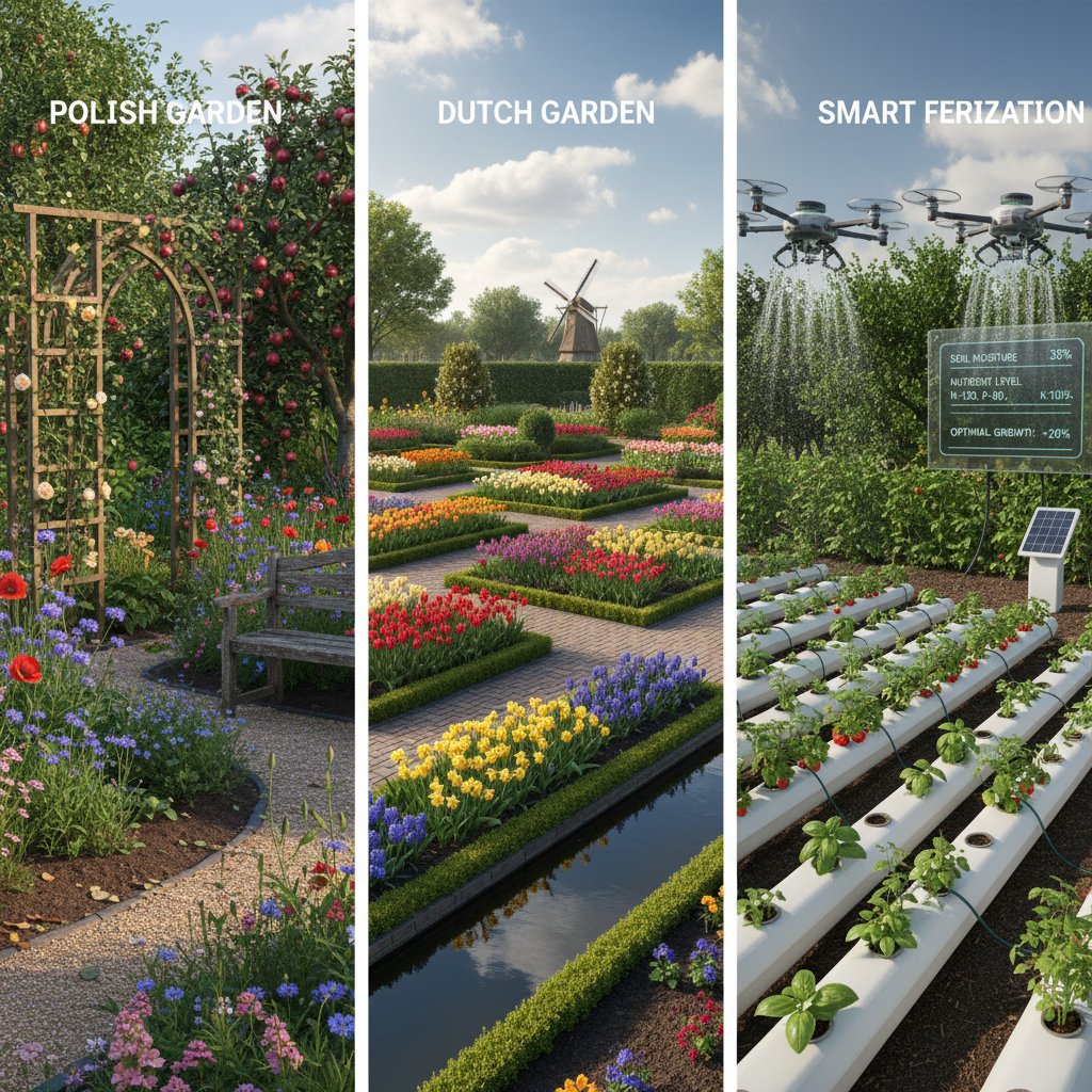 Porównanie polskiego i zagranicznego ogrodu z inteligentnymi systemami nawożenia