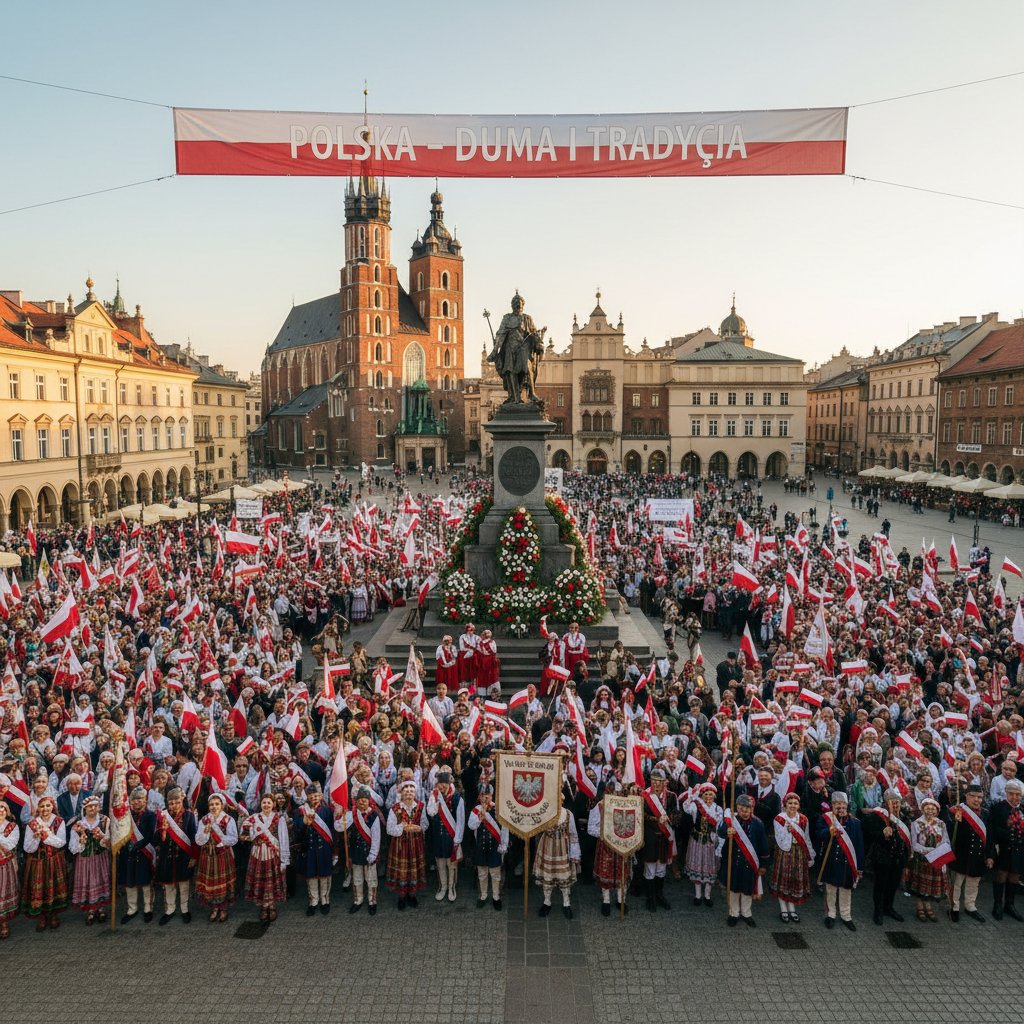Zdjęcie tłumu podczas historycznych wydarzeń w Polsce, poczucie wspólnoty i strat