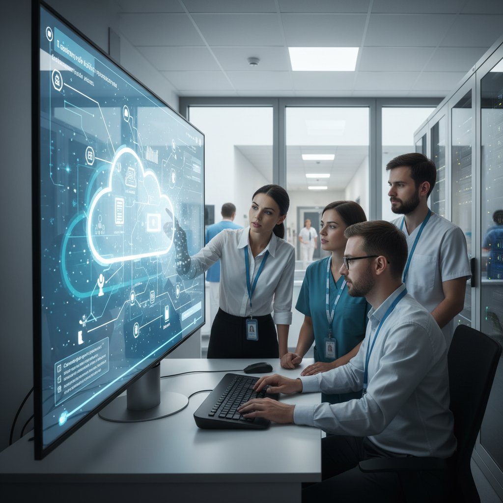 Pracownicy szpitala wdrażający chmurę obliczeniową