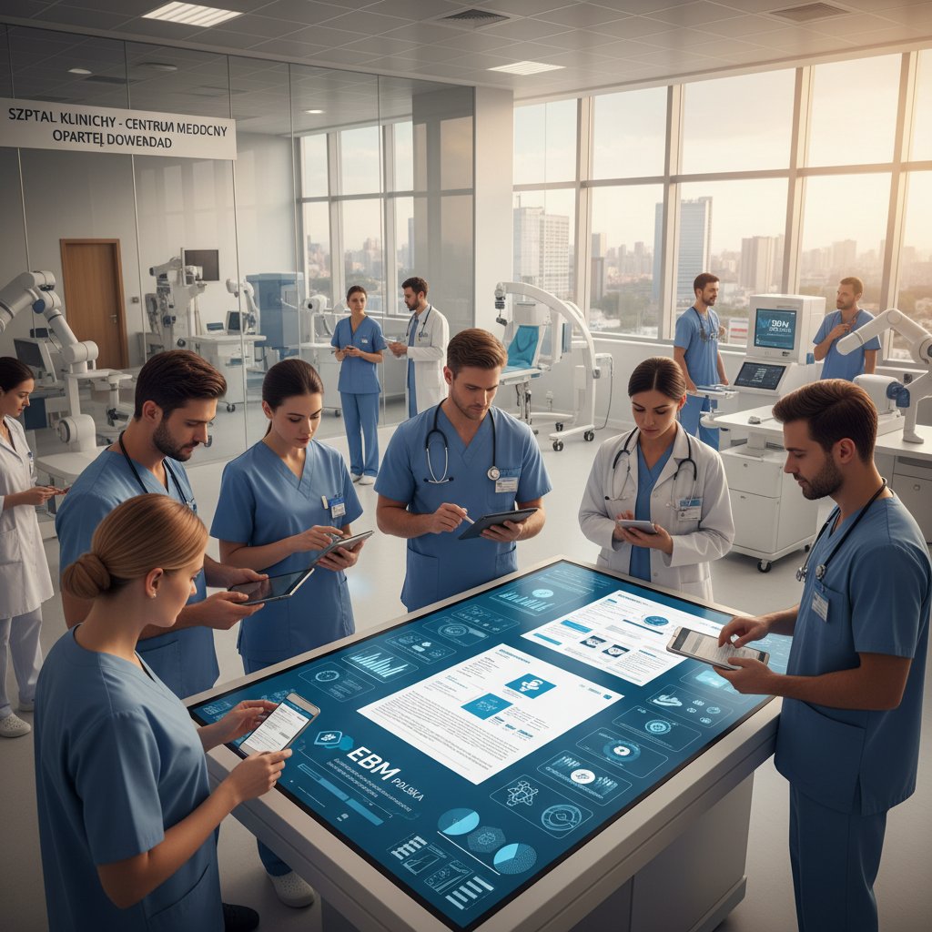 Nowoczesny szpital w Polsce, zespół medyczny korzysta z cyfrowych narzędzi EBM