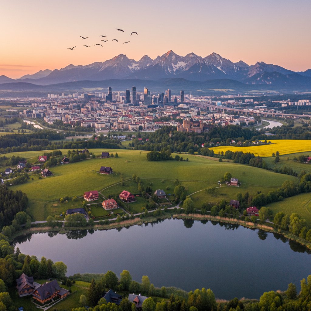 Malowniczy krajobraz Polski, różnorodność regionów, jeziora, góry i miasta