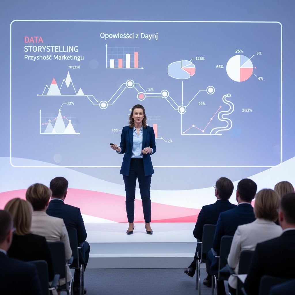 Polski marketer prezentuje wykresy podczas spotkania zespołu kreatywnego