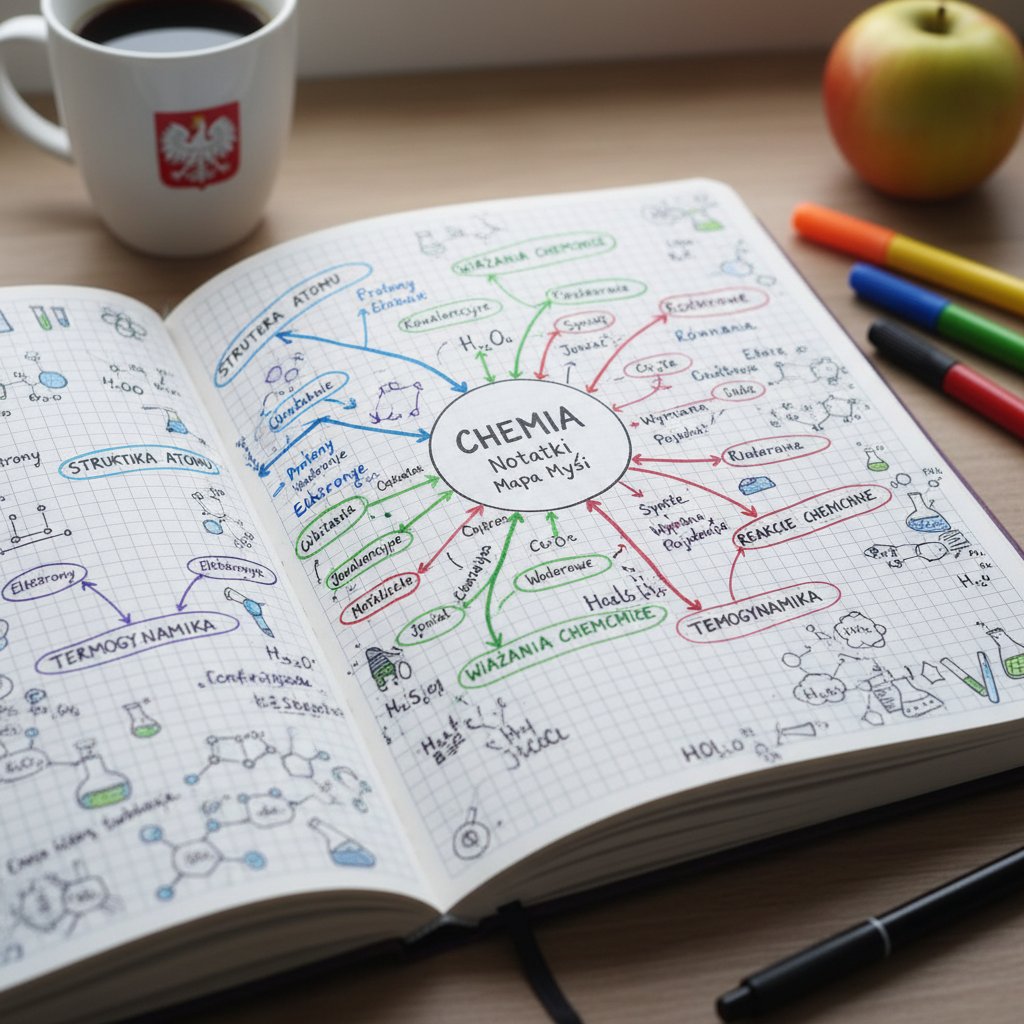 Przykładowa mapa myśli do nauki chemii, wykonana przez polskiego maturzystę