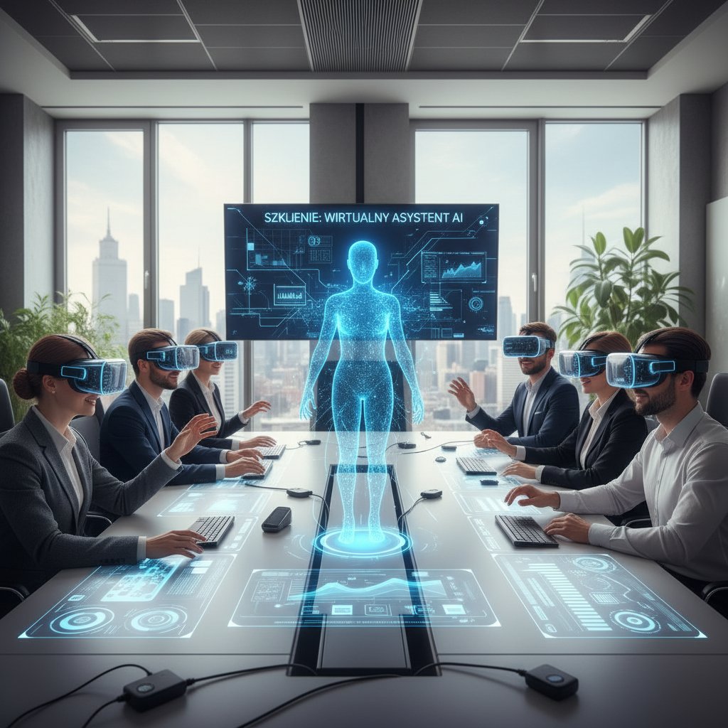 Polscy pracownicy biurowi podczas szkolenia z obsługi wirtualnego asystenta organizacyjnego