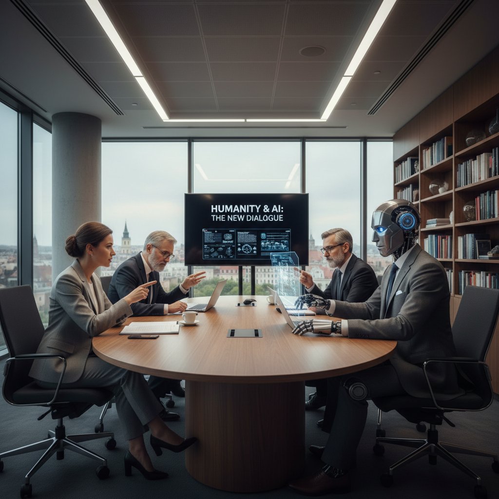 Polscy filozofowie debatujący z robotem o przyszłości technologii